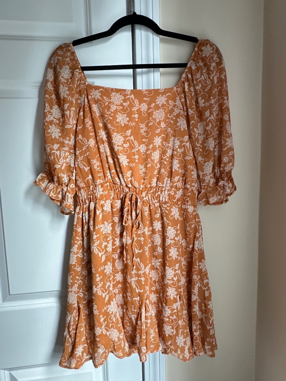 Francesca’s Orange Floral Dress – Size S